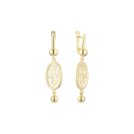 Aretes abalorios y ondas en Oro de 14K, baño de Oro Rosa colores