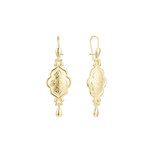 Aretes de gancho de alambre en Oro 14K, oro rosa, baño de dos colores