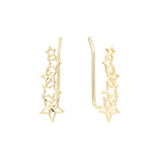 Aretes de oruga de estrellas en Oro 14K, oro rosa, baño de dos tonos