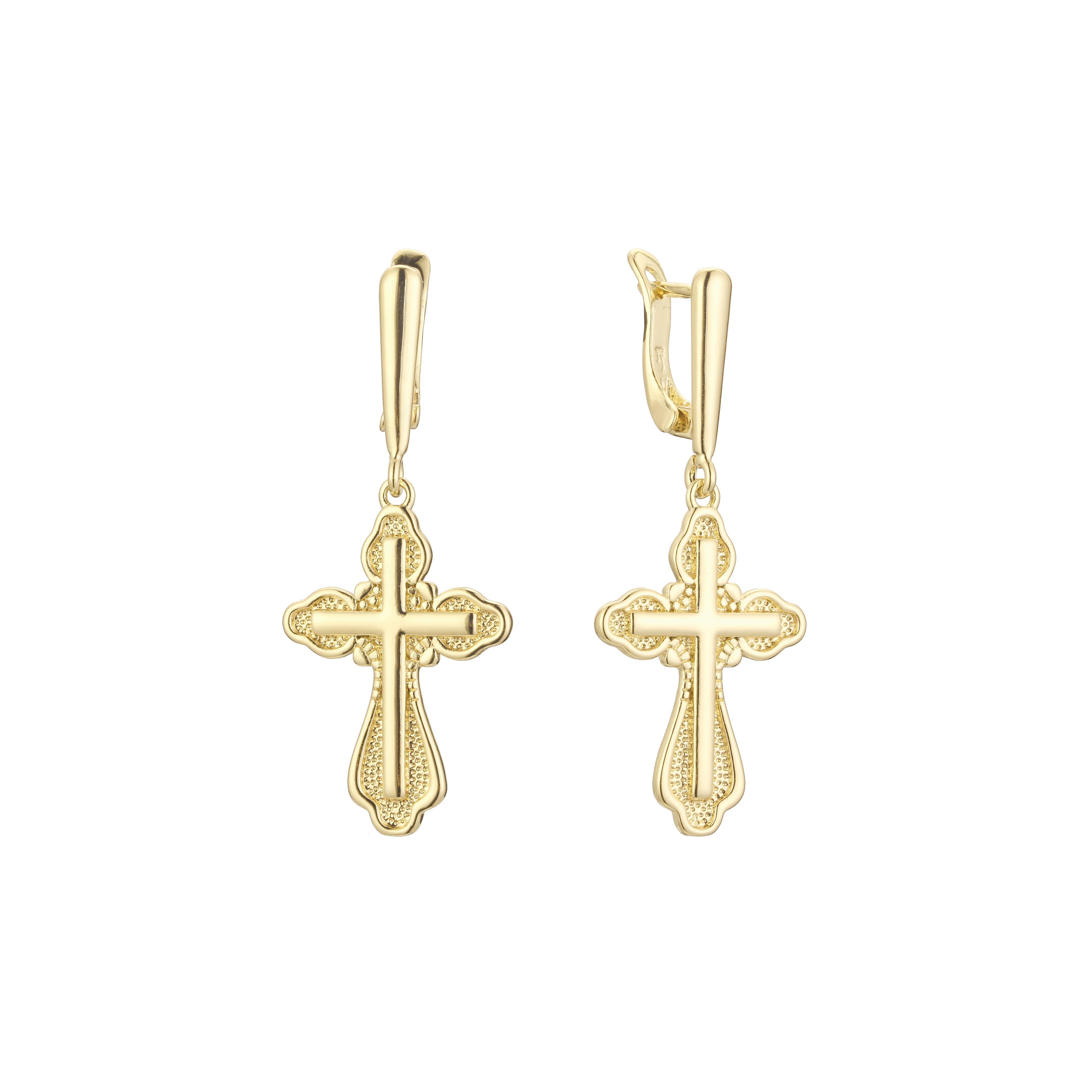 Pendientes Cruz en Oro de 14K, baño de Oro Rosa colores