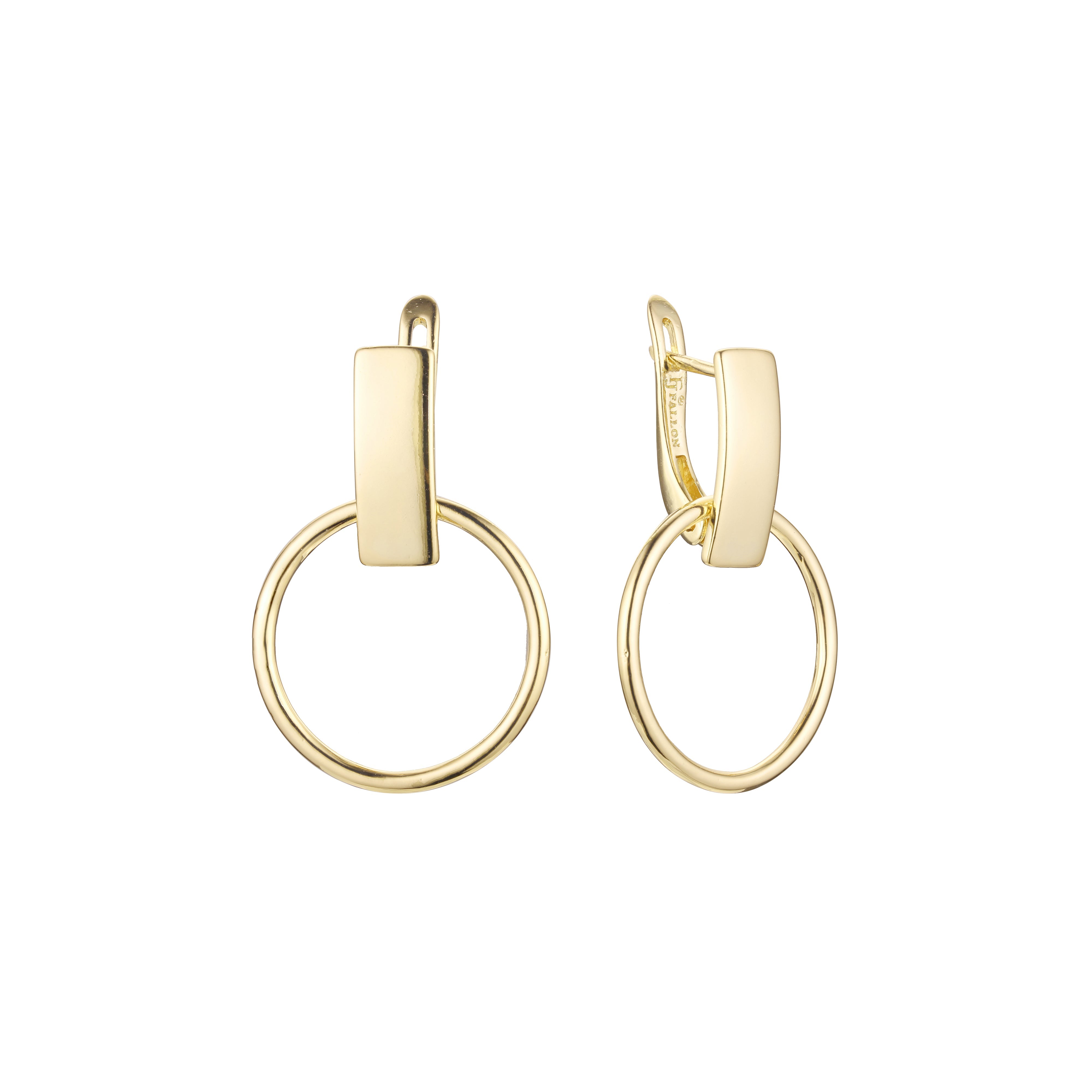 Circle wire drop earrings in 14K Gold, Rose Gold plating colors