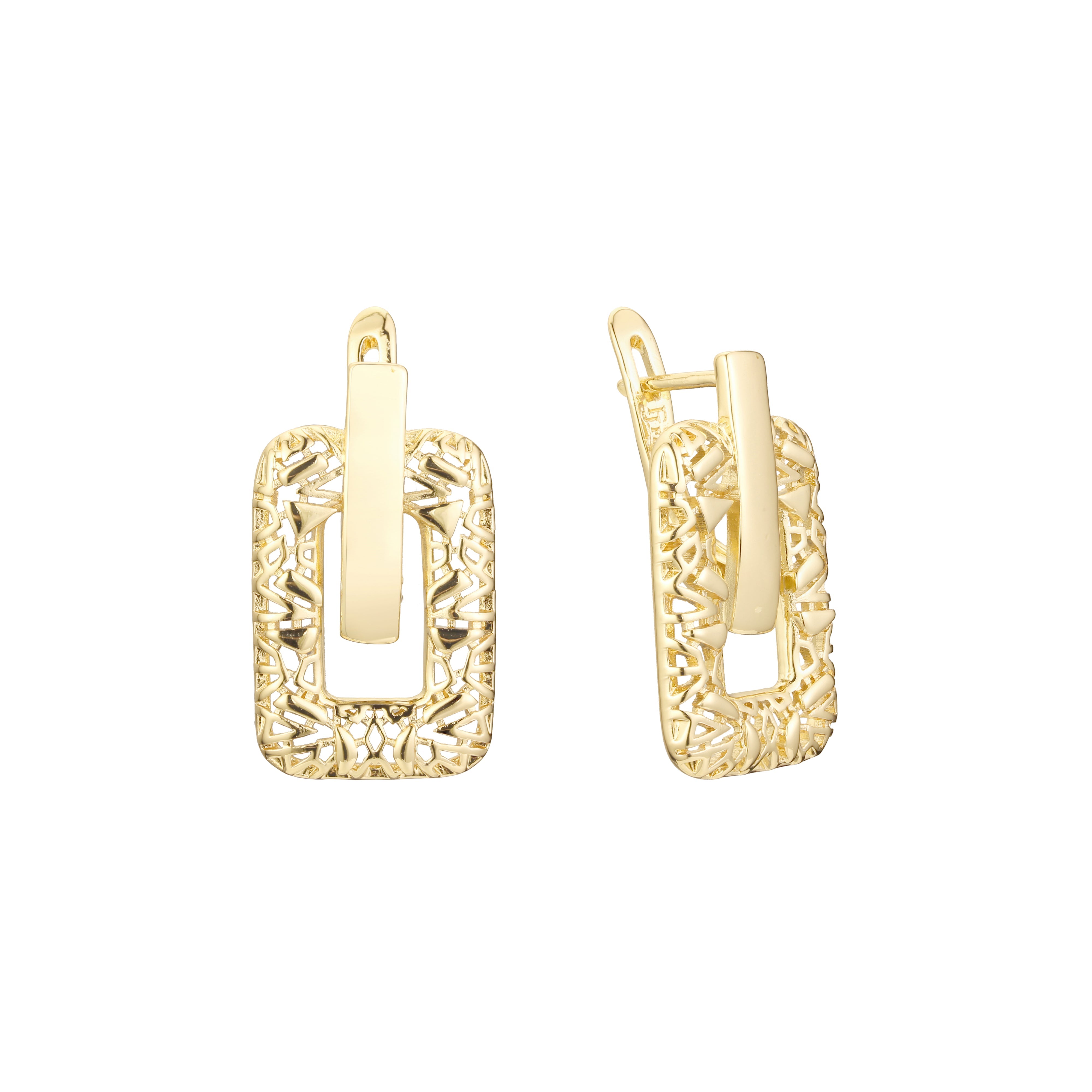 Aretes en Oro 14K, Oro Rosa, baño en dos tonos