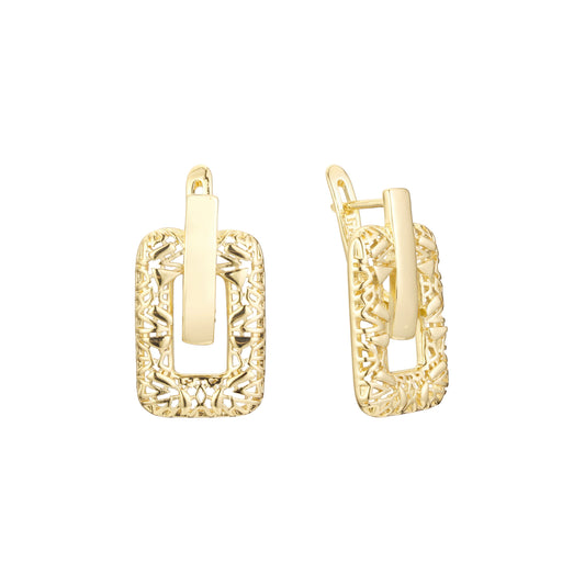 Aretes en Oro 14K, Oro Rosa, baño en dos tonos