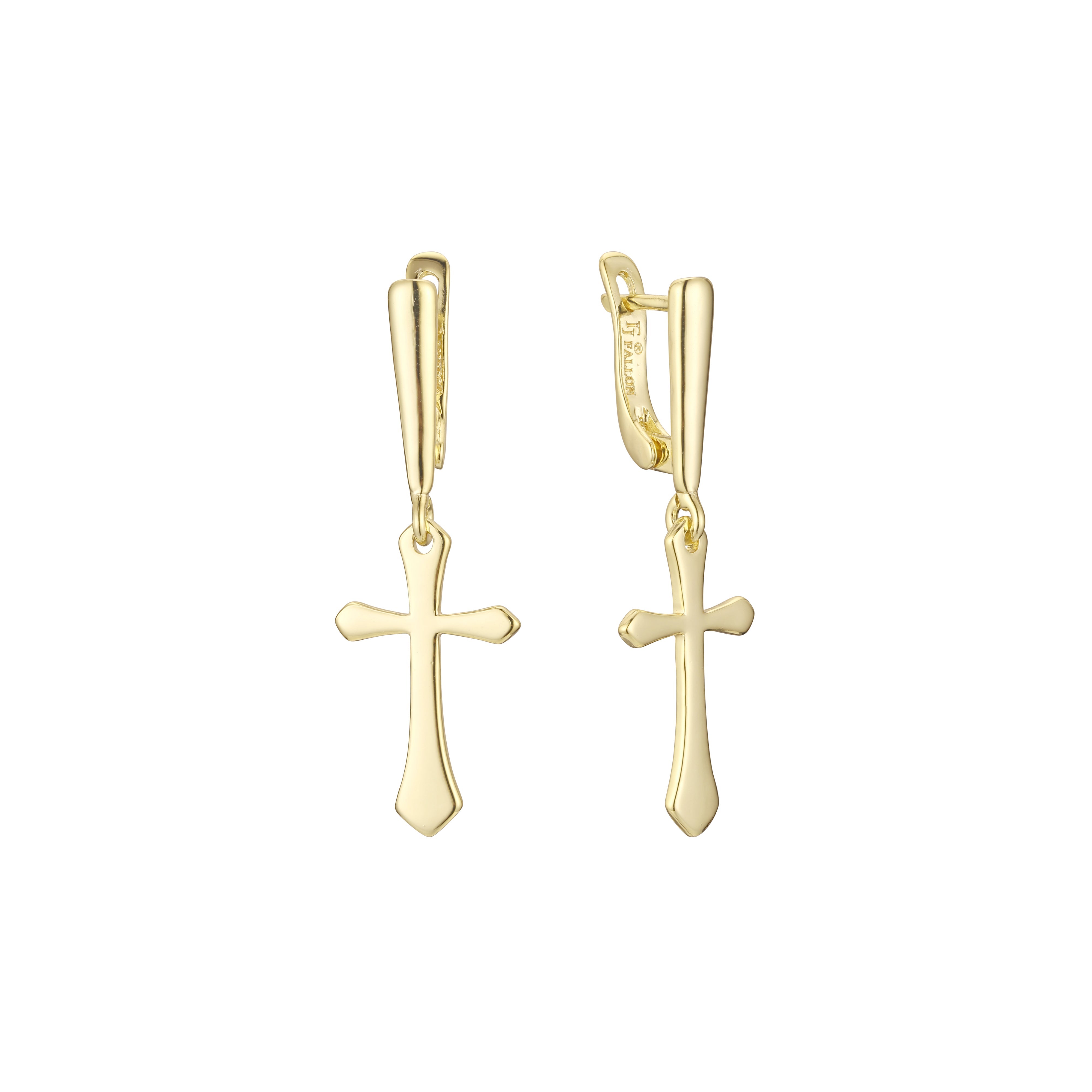 Cross earrings in 14K Gold, Rose Gold plating colors