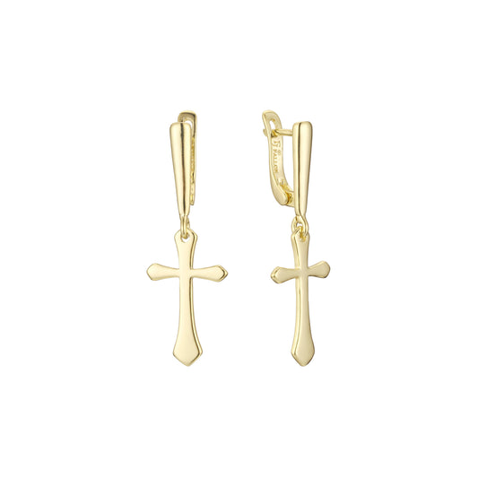 Pendientes Cruz en Oro de 14K, baño de Oro Rosa colores