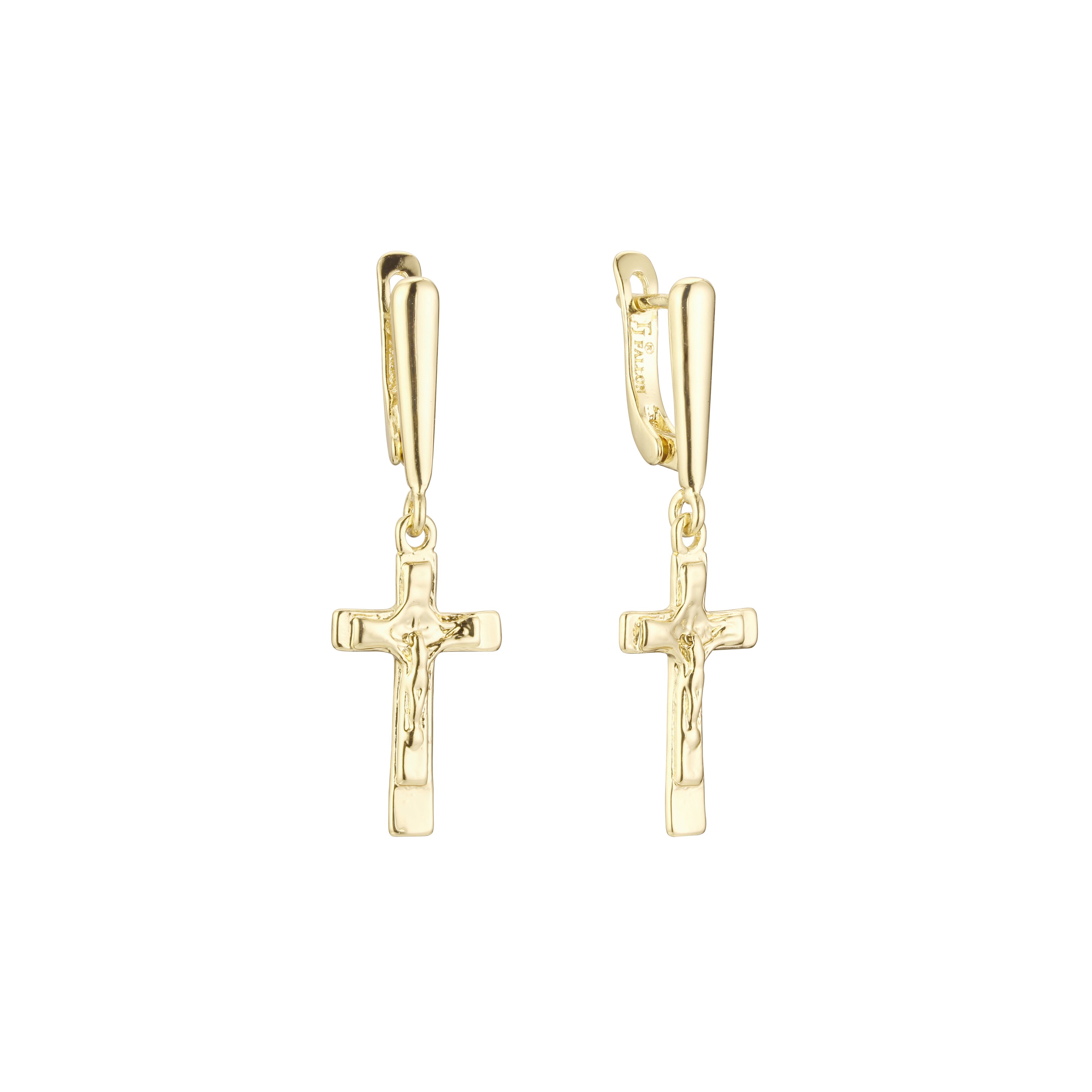 Cross earrings in 14K Gold, Rose Gold plating colors