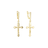 Cross earrings in 14K Gold, Rose Gold plating colors