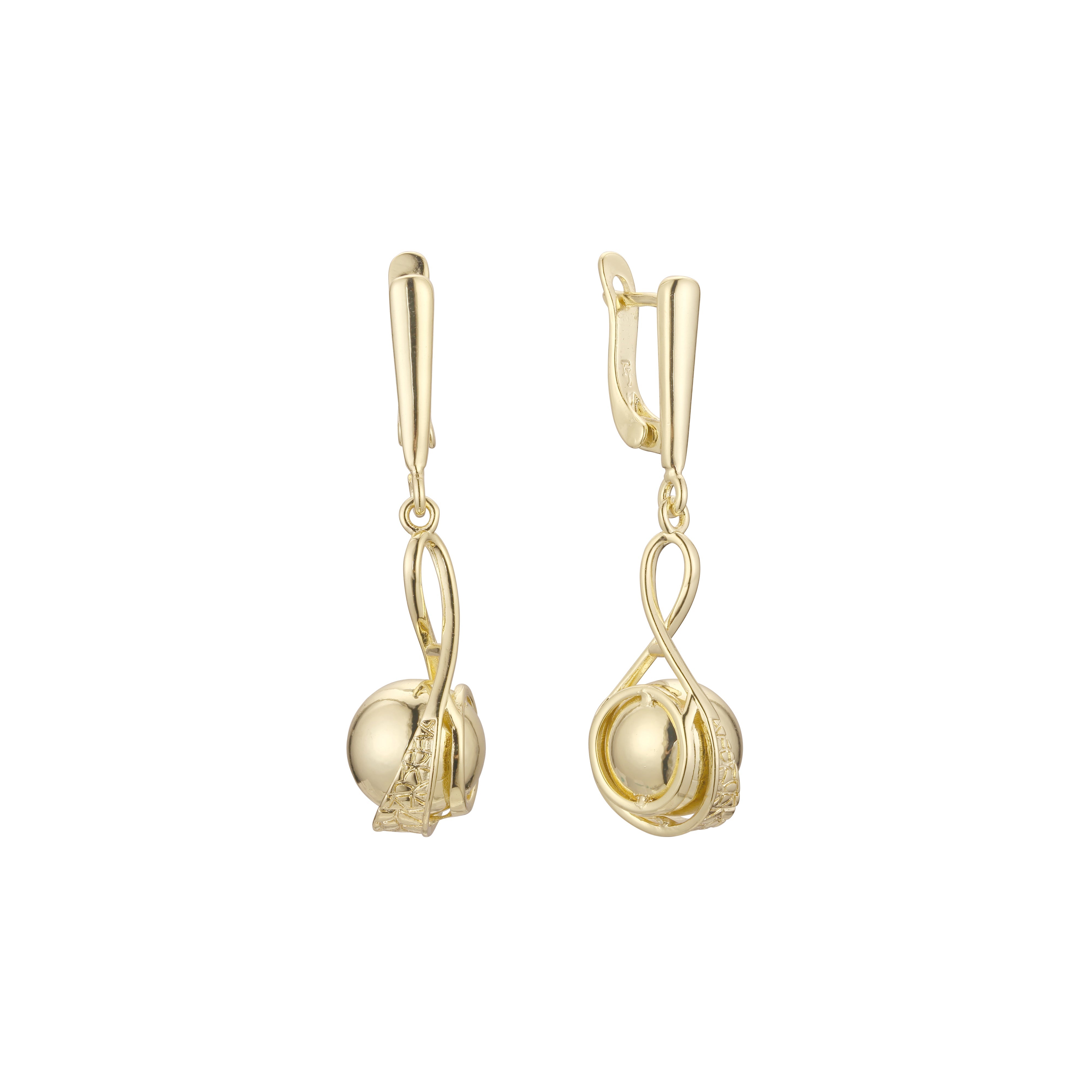 Aretes de perlas en Oro 14K, oro rosa, baño de dos colores