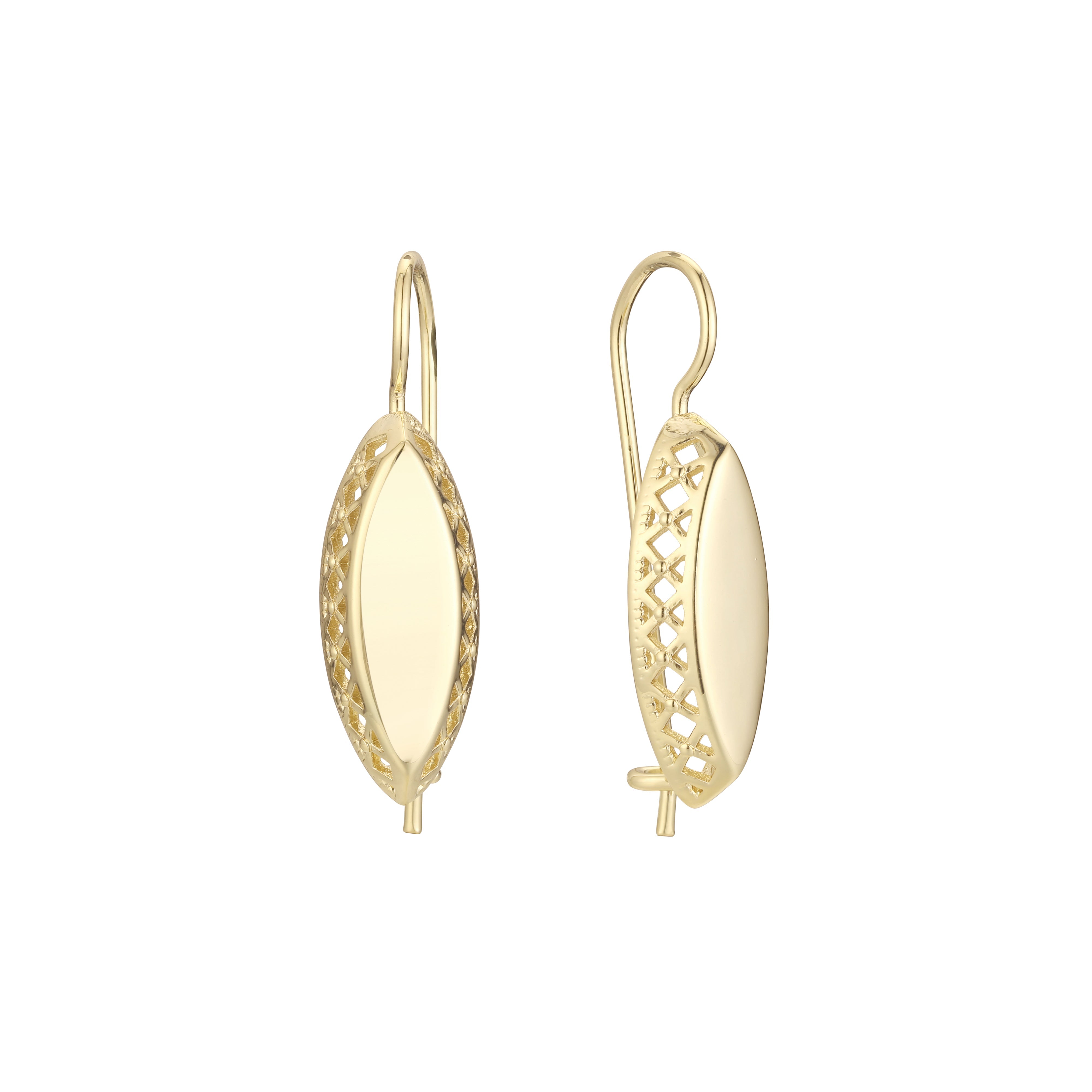 Pendientes de gancho de alambre en Oro 14K, colores de baño de oro rosa.