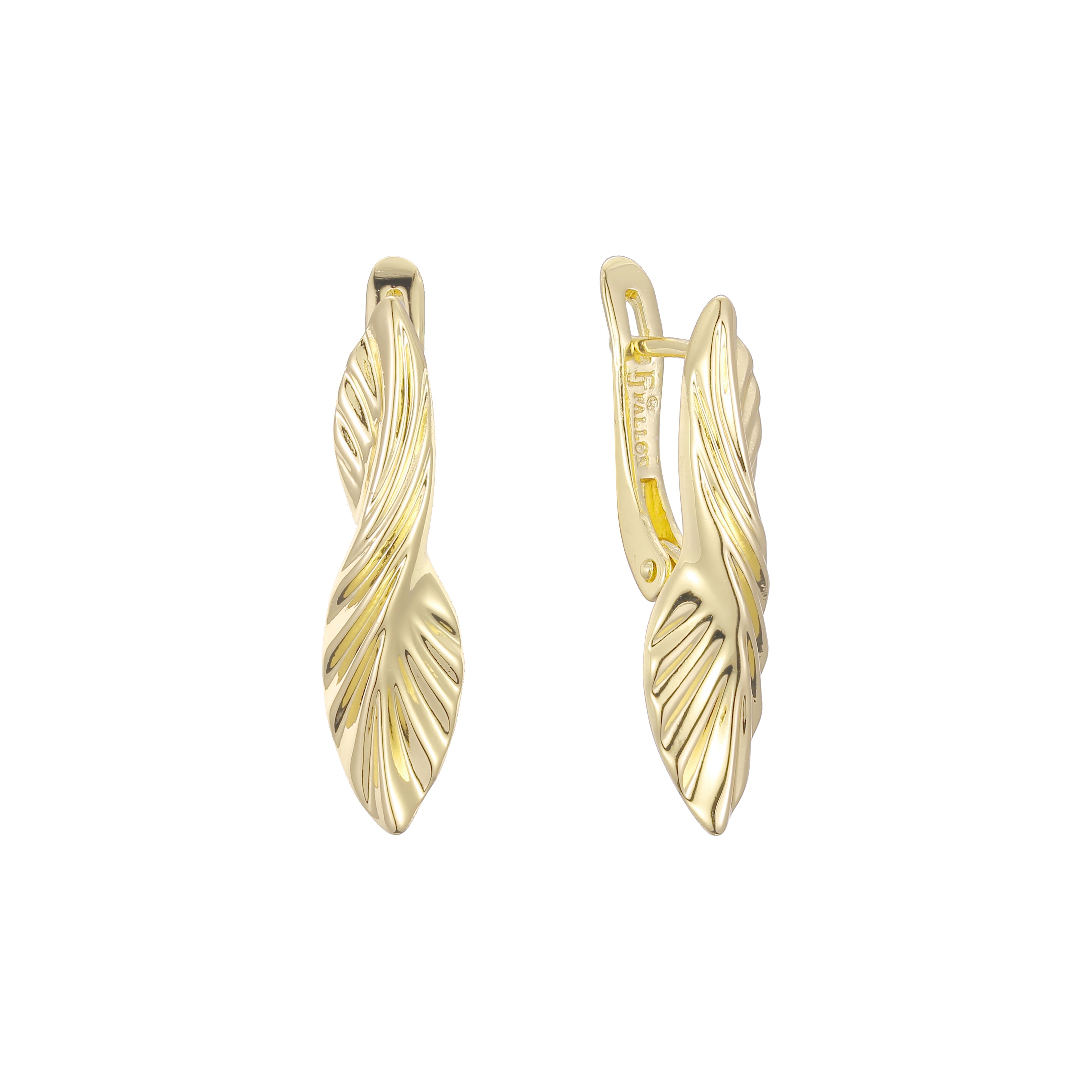 Elegantes aretes de hojas en Oro de 14K, baño de Oro Rosa colores