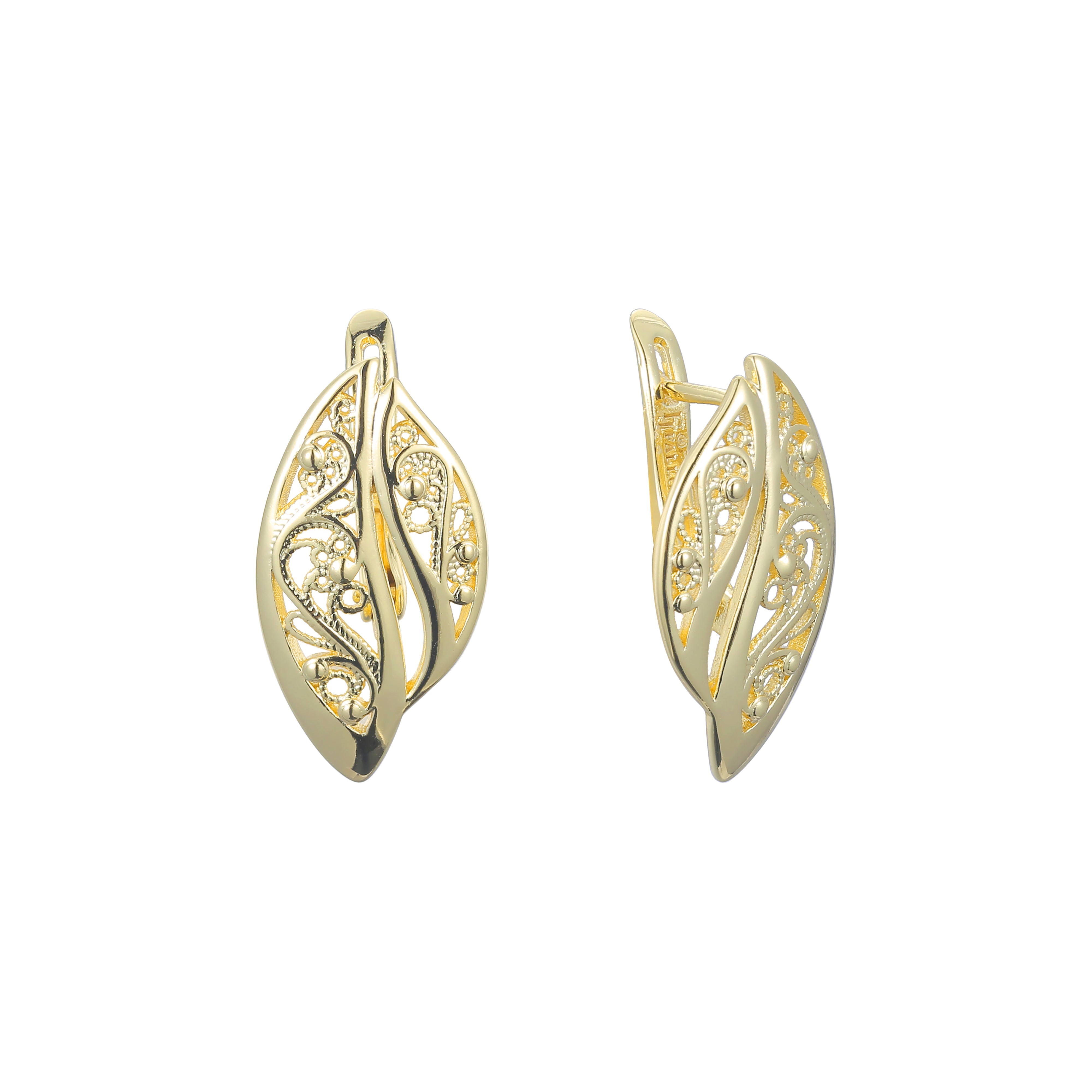 Filigree earrings in 14K Gold, Rose Gold plating colors