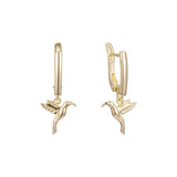 Aretes colgantes Birds en Oro de 14K, baño de Oro Rosa en colores