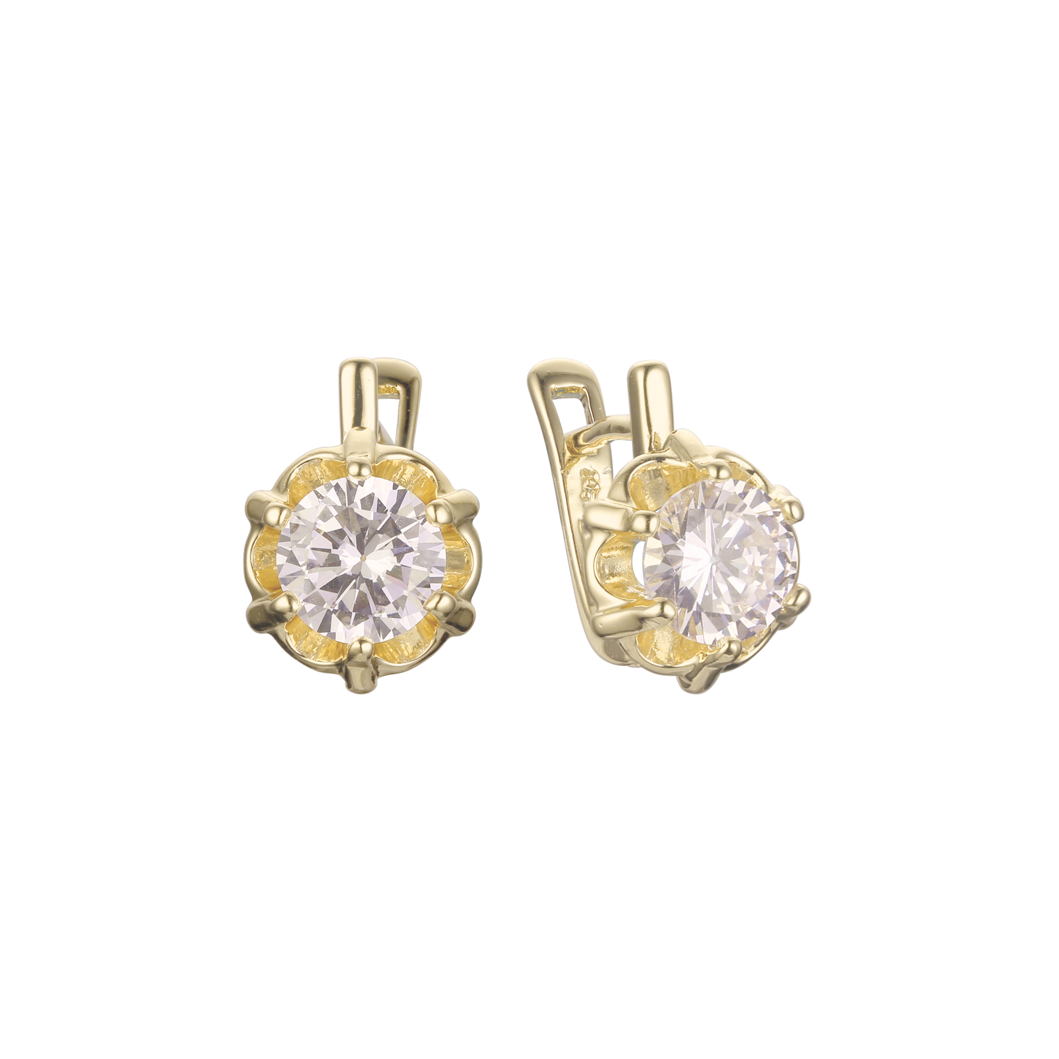 Solitaire earrings in 14K Gold, Rose Gold plating colors