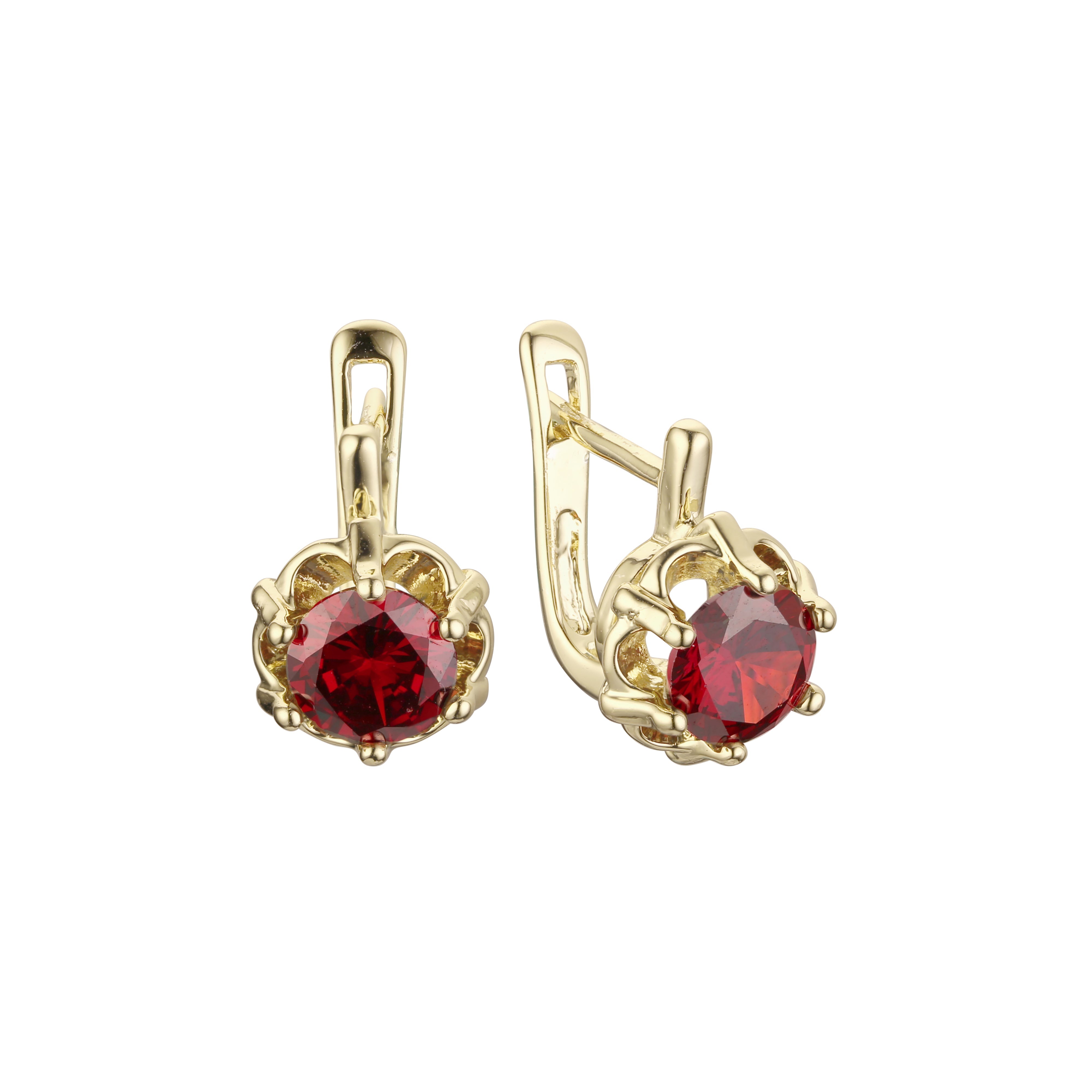 Solitaire earrings in 14K Gold, Rose Gold plating colors