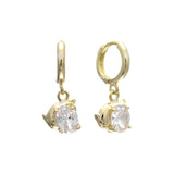 Pendientes colgantes Huggie solitario en Oro 14K, colores baño de oro de 18 quilates