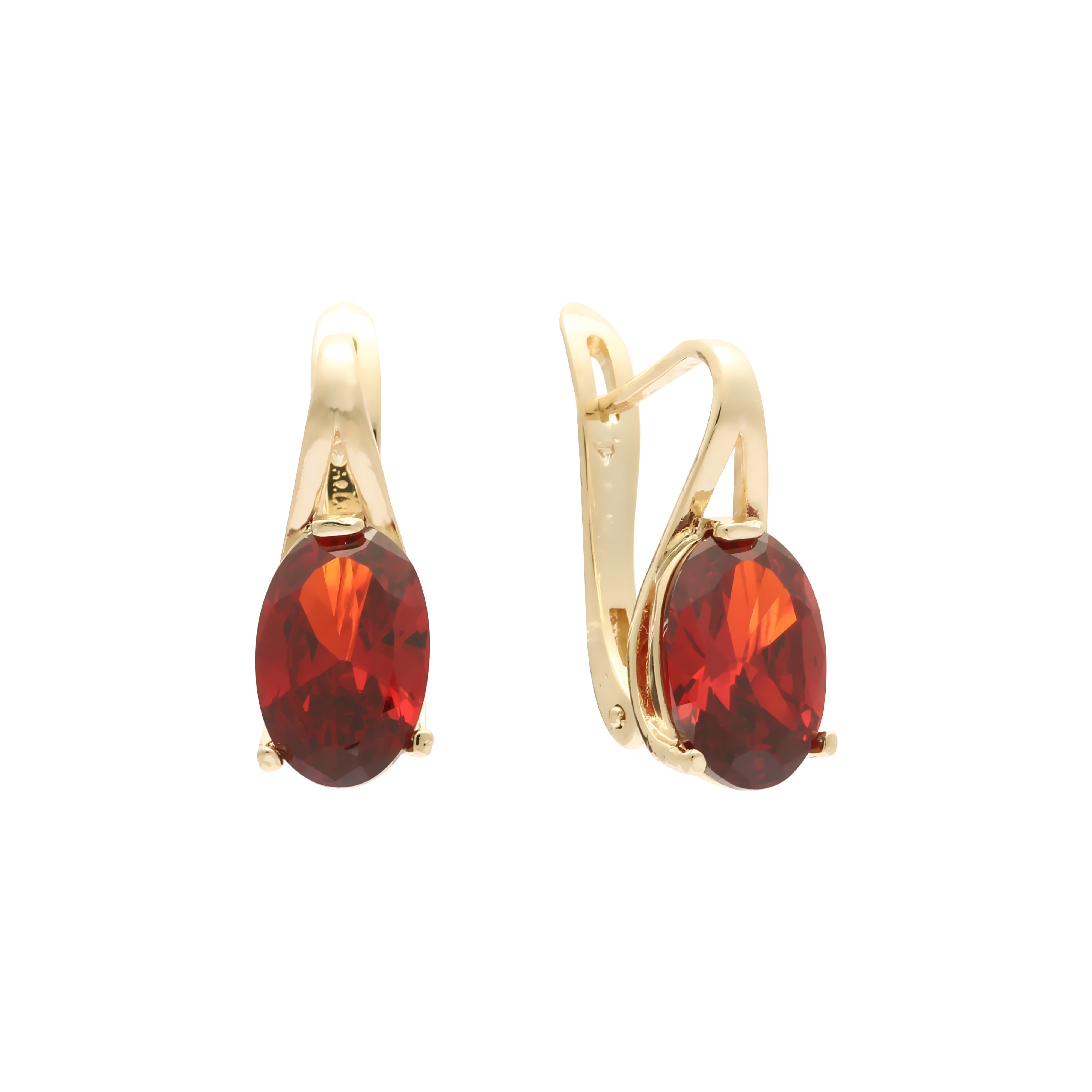 Solitaire big oval CZ Rose Gold, 14K Gold earrings