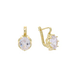 Solitaire big stone earrings in 14K Gold, Rose Gold plating colors