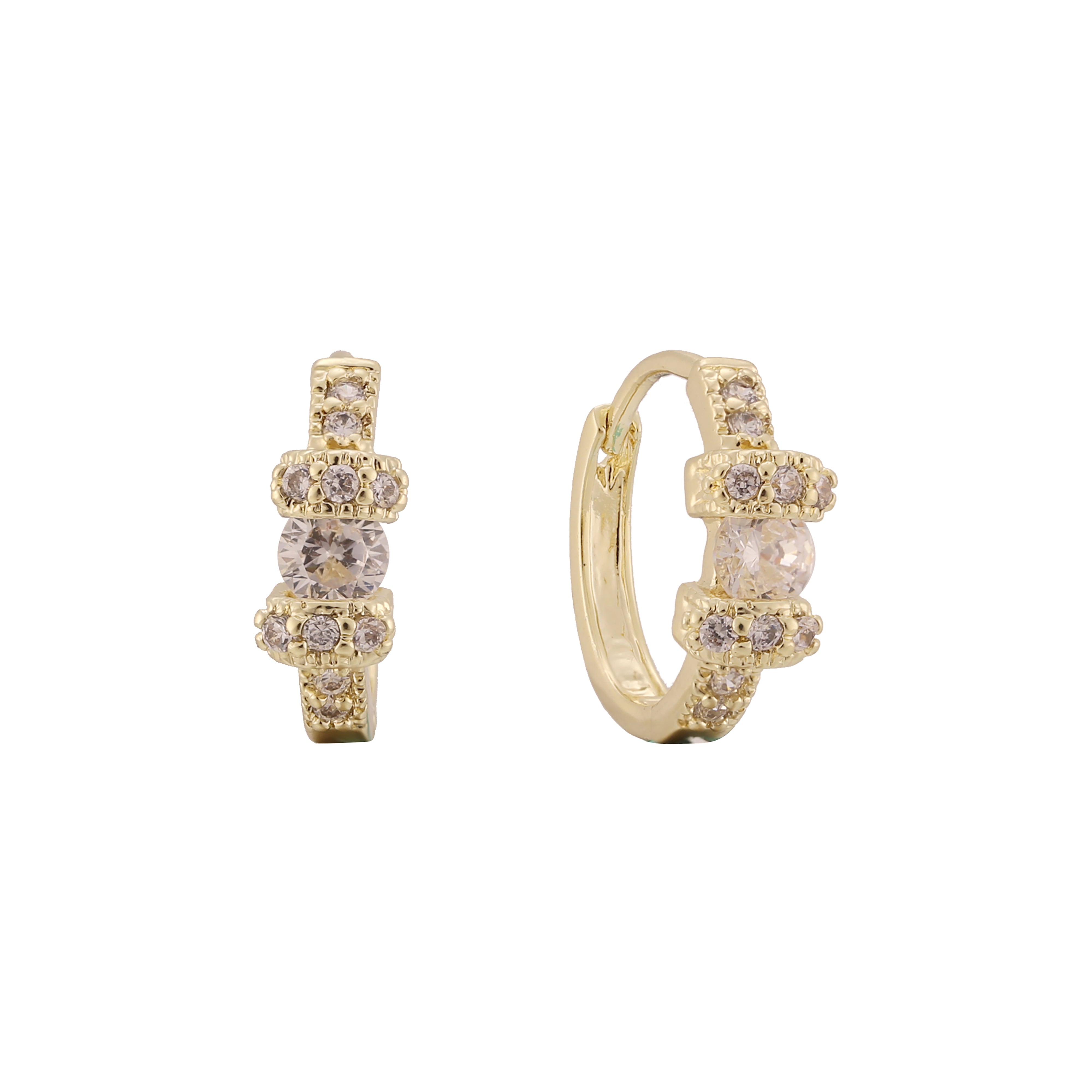 Huggie cluster earrings in 14K Gold, 18K Gold plating colors