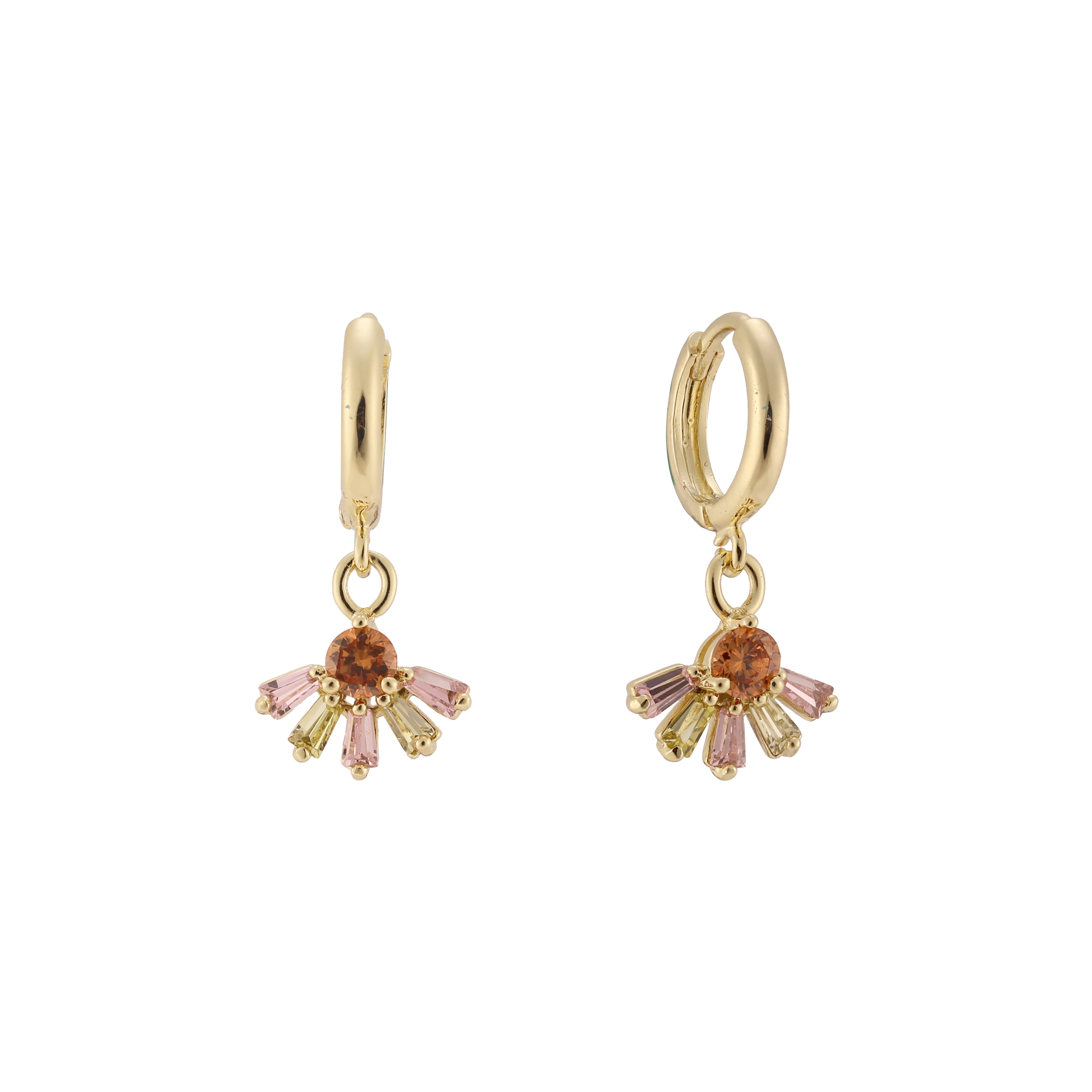 Huggie cluster drop earrings in 14K Gold, 18K Gold plating colors