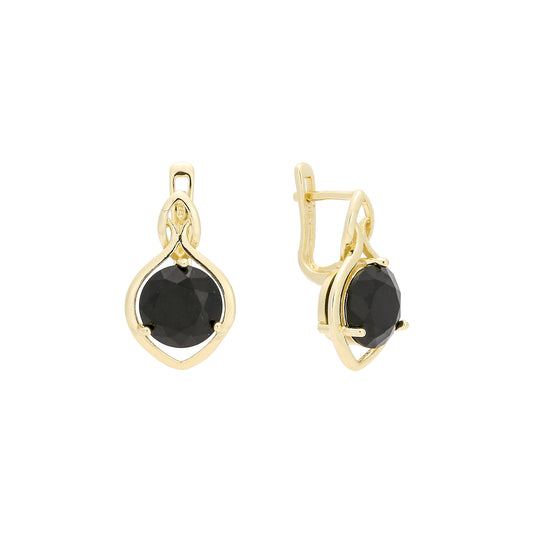 14k gold solitaire big round stone earrings