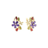 Aretes de racimo de flores en Oro de 14K, baño de Oro Rosa colores