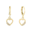 Heart shape white CZs 14K Gold Huggie Earrings