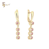 Four white CZs drop 14K Gold, 18K Gold, Rose Gold, White Gold Earrings