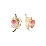 .Pendientes solitarios Wings en Oro de 14K, colores chapados en Oro Rosa