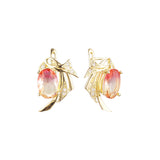 .Pendientes solitarios Wings en Oro de 14K, colores chapados en Oro Rosa