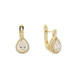 Big Halo teardrop cz 14K Gold, Rose Gold earrings