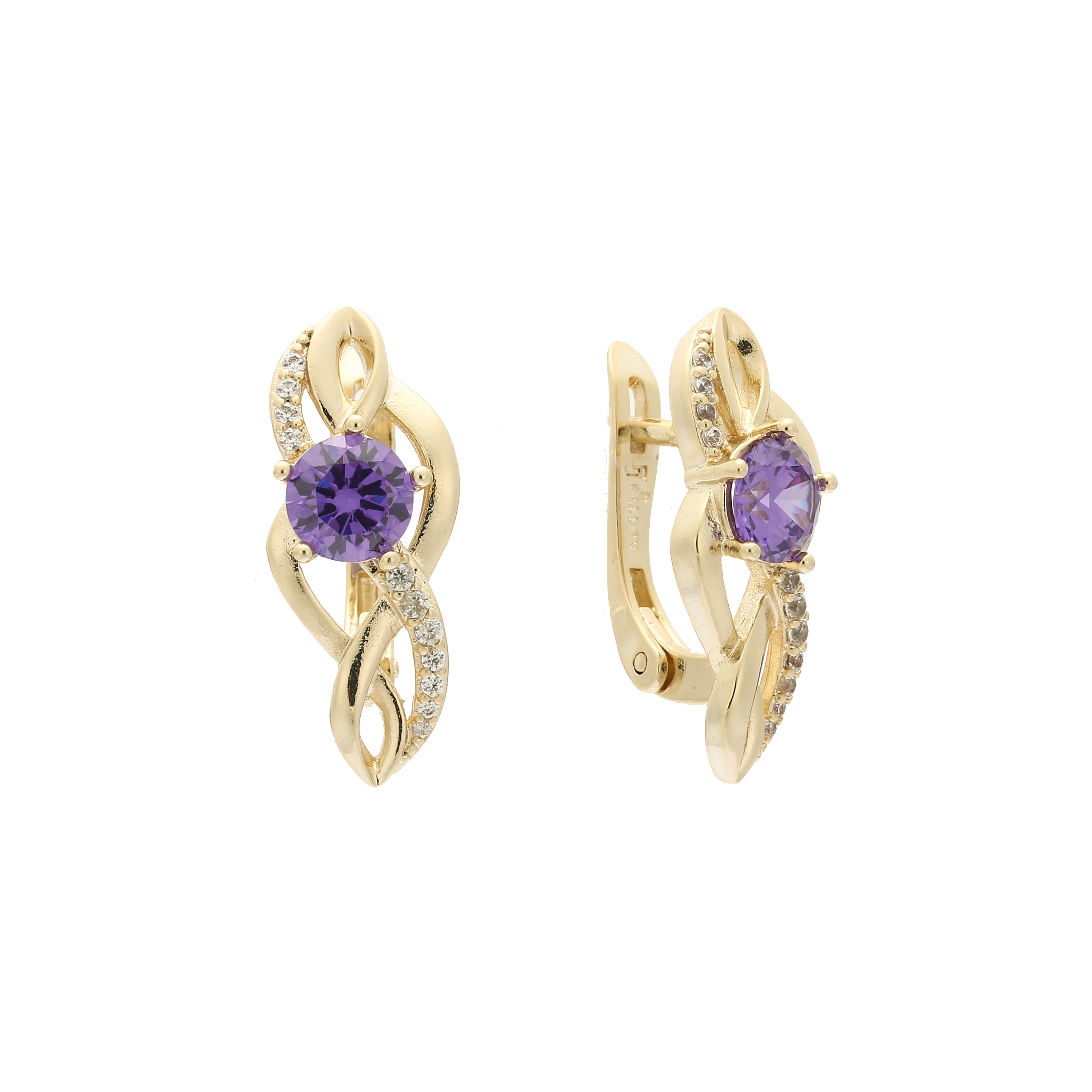 Aretes solitarios de oro de 14k