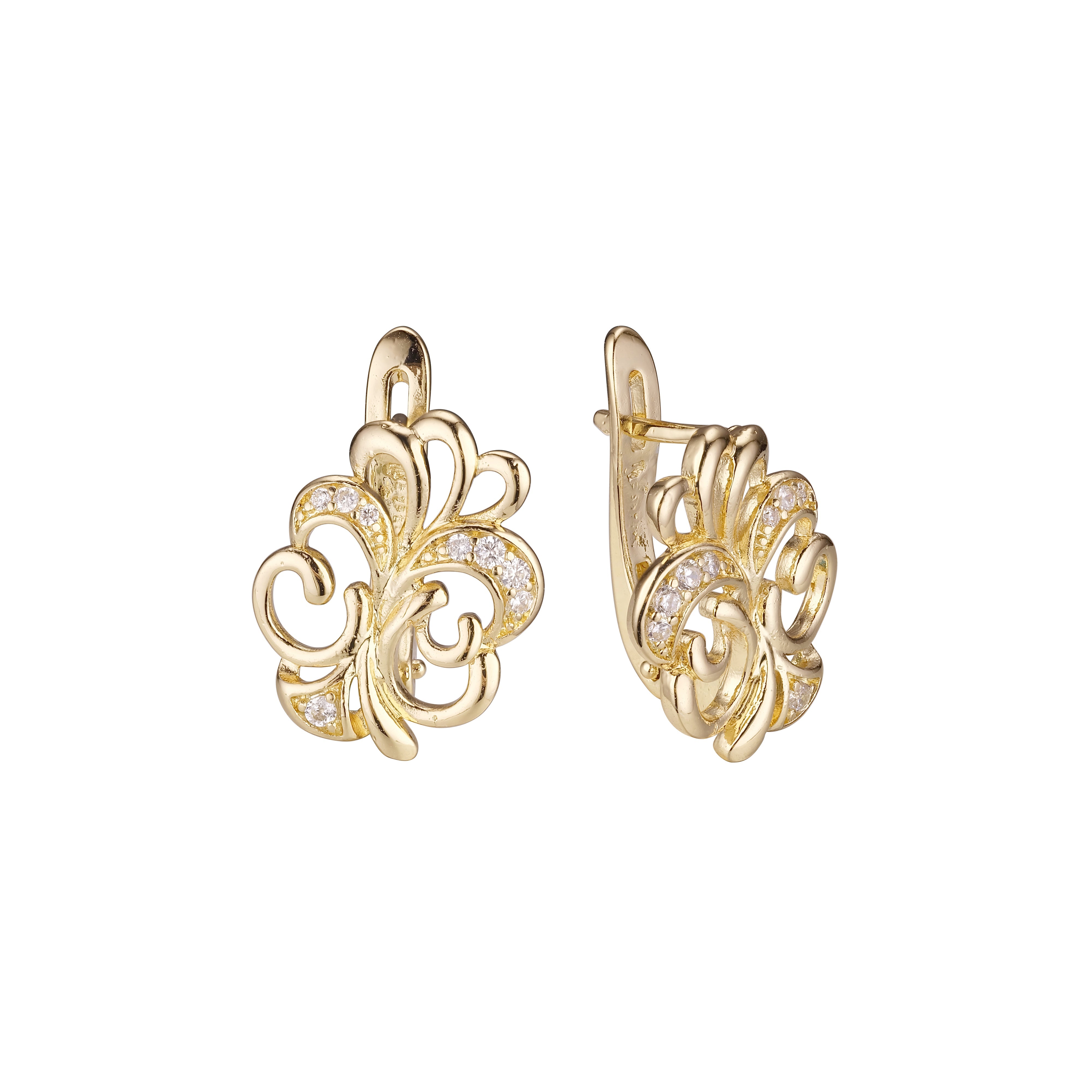 Aretes en Oro 14K, Oro Rosa, baño en dos tonos