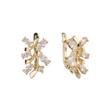 Luxurious elegant cluster earrings in 14K Gold, Rose Gold plating colors