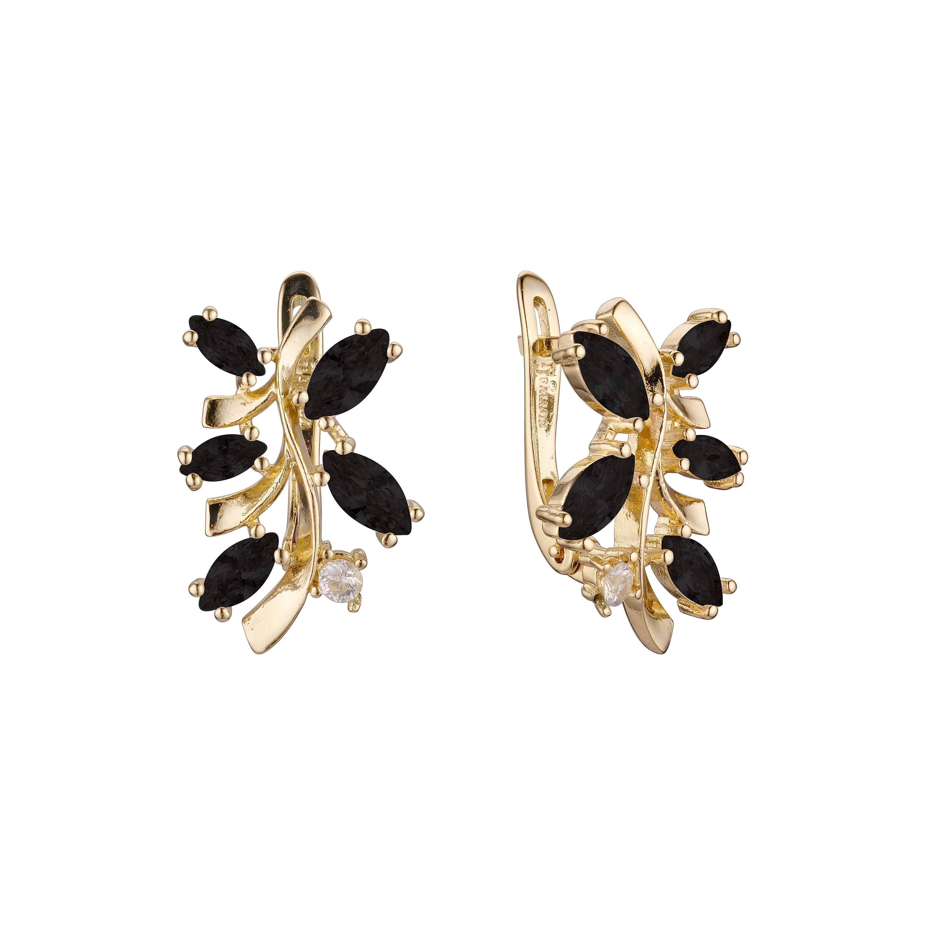 Luxurious elegant cluster earrings in 14K Gold, Rose Gold plating colors