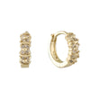 Cluster white CZs 14K Gold huggie earrings