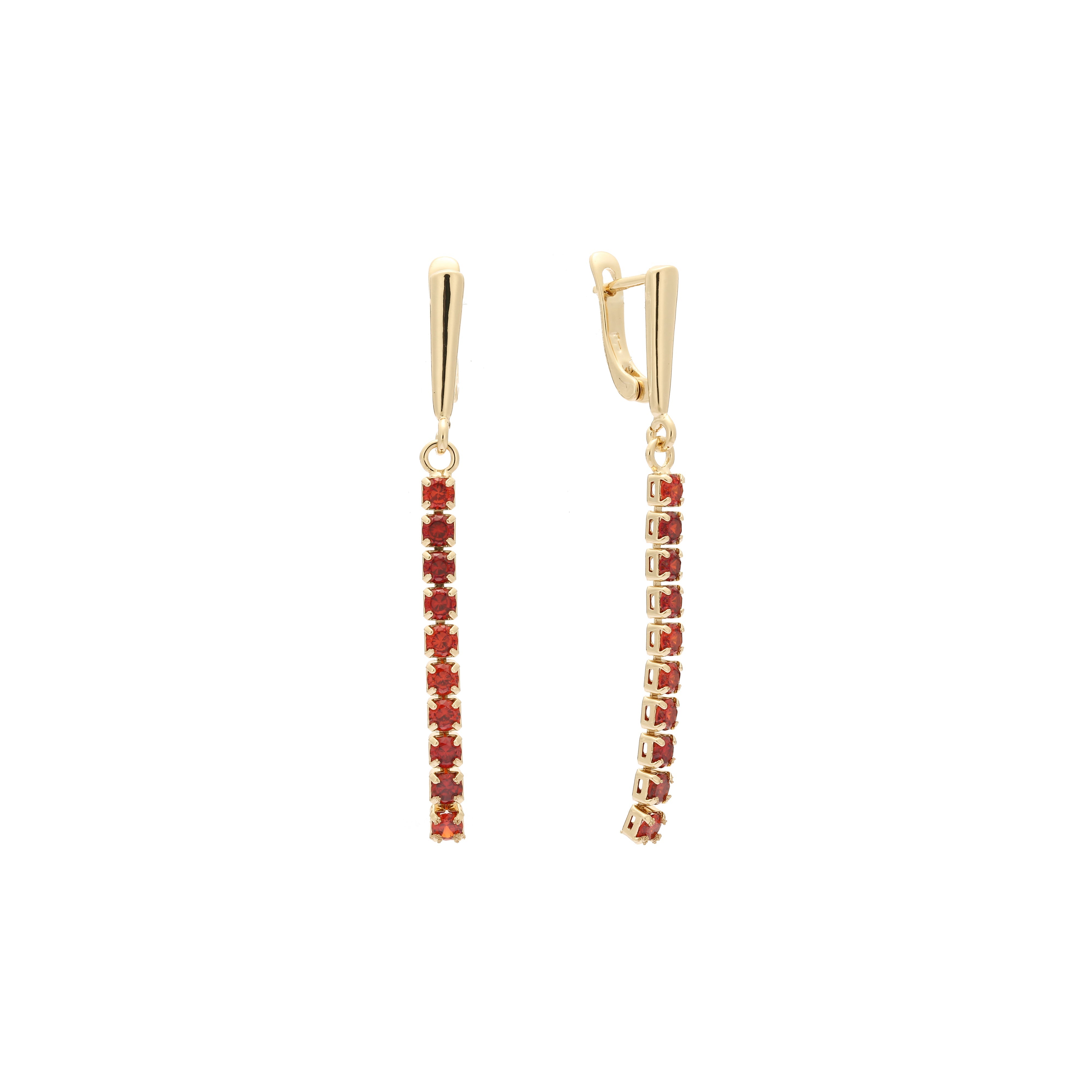 Cluster CZ long drop em ouro 14K, brincos em ouro rosa