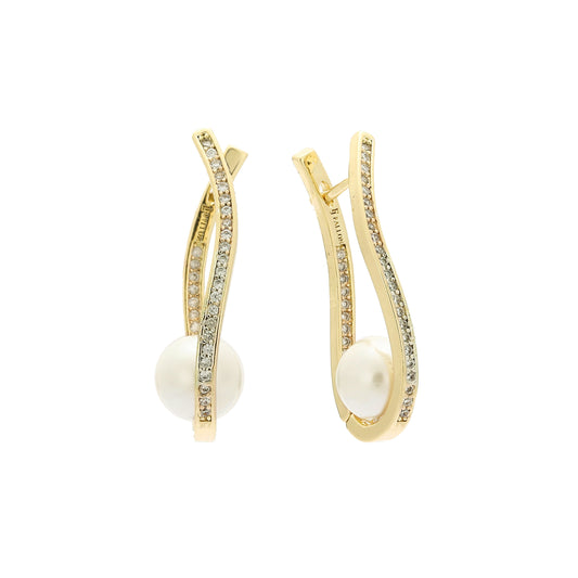 Aretes de perlas en Oro 14K, Oro Rosa, baño en dos colores