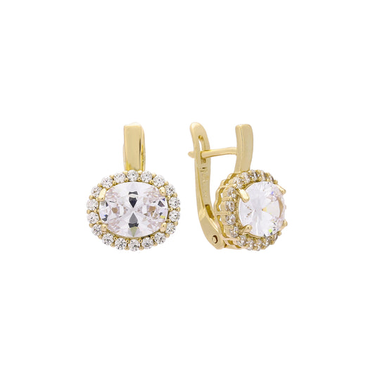 Aretes de halo de racimo en Oro 14K, colores de baño de oro rosa