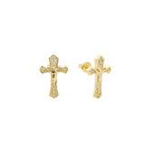 brincos de cruz de ouro 14k