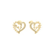 Pendientes de oro blanco Czs 14K con pavé de corazón, aretes de oro rosa