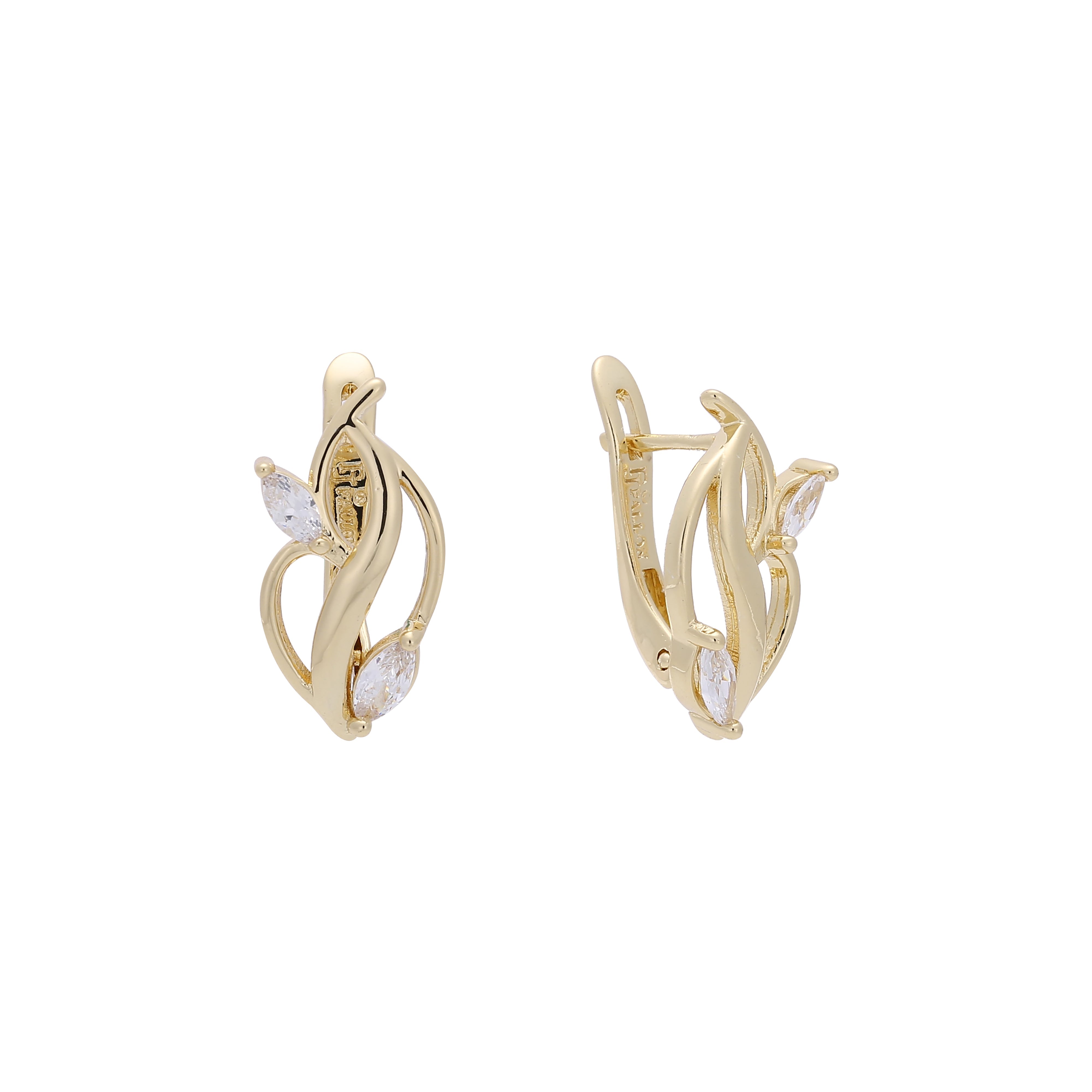 Marquise CZs Leaves 14K Gold, Rose Gold earrings