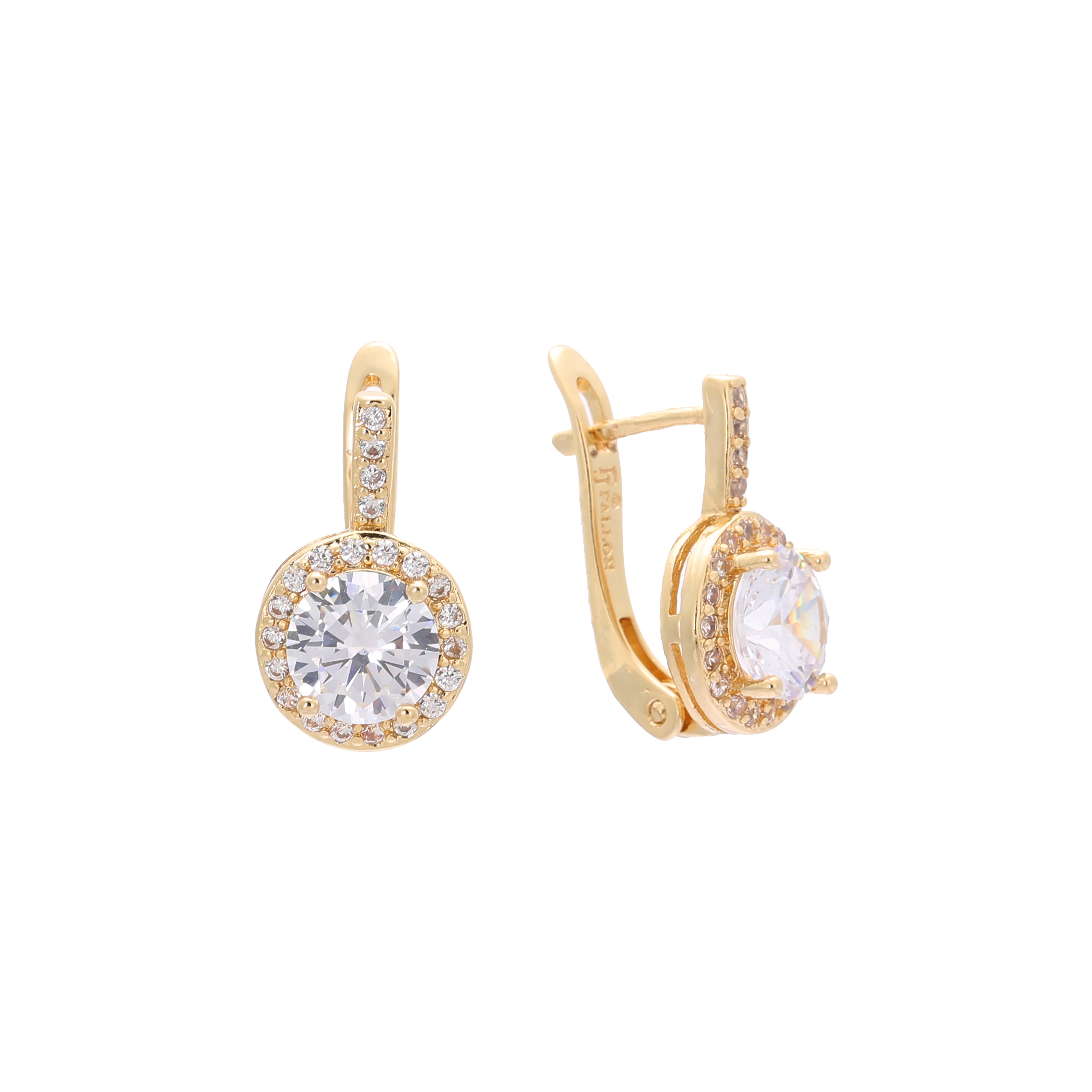 Aretes Halo en Oro 14K, Oro Rosa, baño en dos tonos