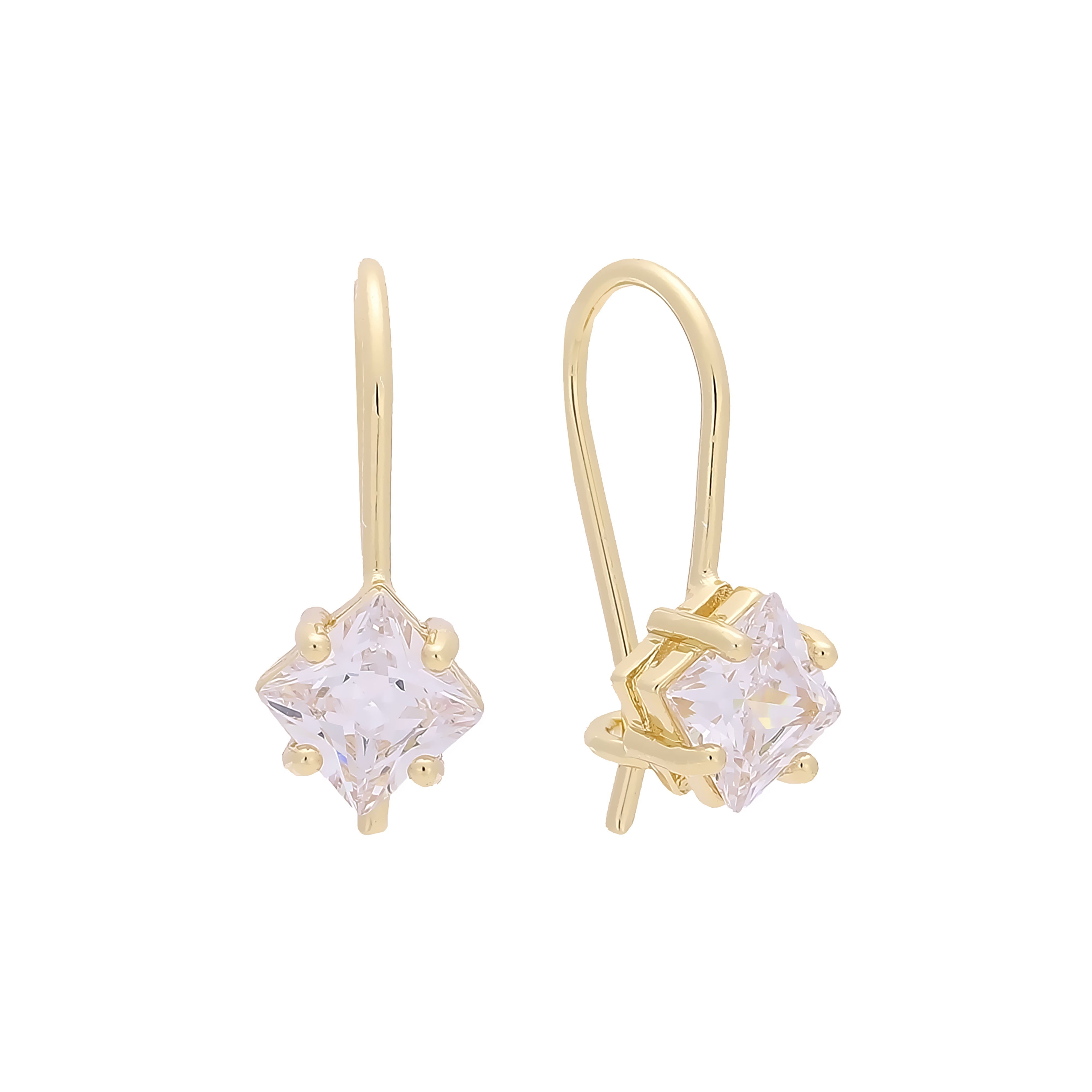 Aretes de gancho de alambre solitario en Oro 14K, oro rosa, colores de baño