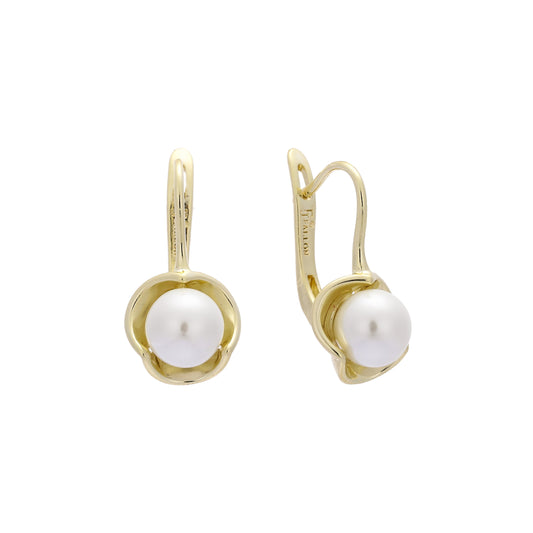 Aretes de Perlas en Oro de 14K, colores baño de Oro Rosa