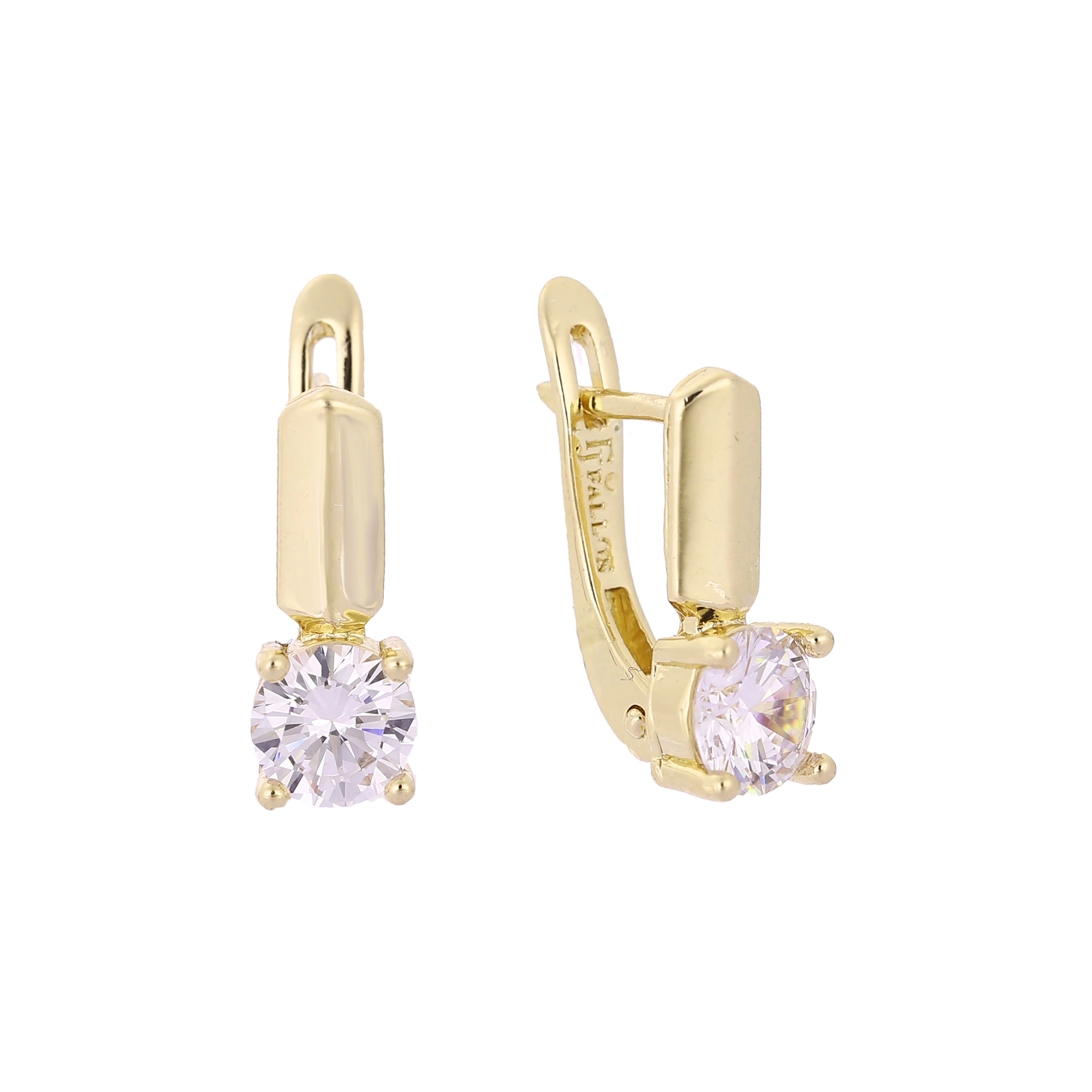 Solitaire round earrings in 14K Gold, Rose Gold plating colors