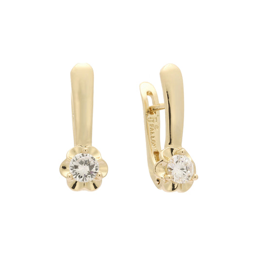 Solitaire earrings in 14K Gold, Rose Gold plating colors