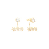 aretes tipo chamarra con estrella de oro de 14 k