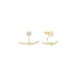 Aretes tipo chaqueta con solitario de oro de 14k