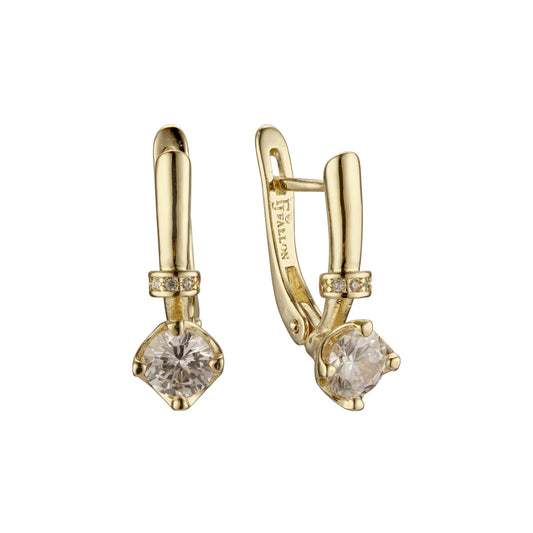 Solitaire earrings in 14K Gold, Rose Gold plating colors