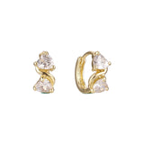 Double heart 14K Gold huggie earrings